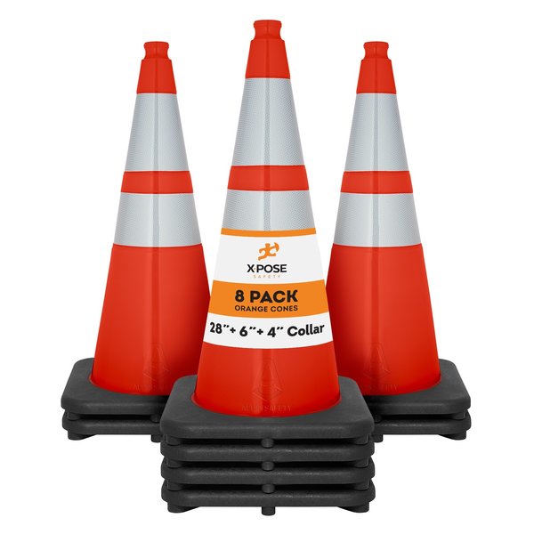 Xpose Safety Traffic Cone, PVC, 28" H, Orange OTC28-64-8-X